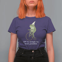 Off To Wrangle My Feral Grandkids Funny Grandparents Frog T Shirt For Women