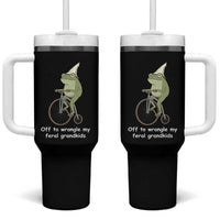 Off To Wrangle My Feral Grandkids Funny Grandparents Frog Tumbler With Handle