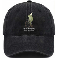 Off To Wrangle My Feral Grandkids Funny Grandparents Frog Washed Cotton Baseball Cap