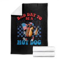 Bad Day To Be A Hot Dog 4th of July Throw Blanket Funny BBQ Grilling