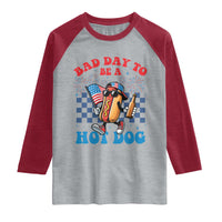 Bad Day To Be A Hot Dog 4th of July Raglan Shirt Funny BBQ Grilling