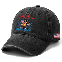 Bad Day To Be A Hot Dog 4th of July Washed Cotton Baseball Cap Funny BBQ Grilling