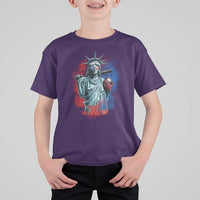 Funny Statue Of Liberty Baseball T Shirt For Kid 4th Of July Sport Bat American - Wonder Print Shop