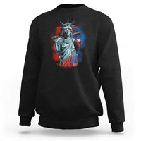 Funny Statue Of Liberty Baseball Sweatshirt 4th Of July Sport Bat American - Wonder Print Shop