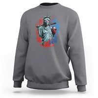 Funny Statue Of Liberty Baseball Sweatshirt 4th Of July Sport Bat American - Wonder Print Shop