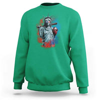 Funny Statue Of Liberty Baseball Sweatshirt 4th Of July Sport Bat American - Wonder Print Shop