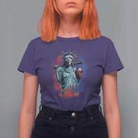 Funny Statue Of Liberty Baseball T Shirt For Women 4th Of July Sport Bat American - Wonder Print Shop