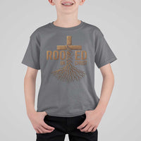 Rooted In Christ T Shirt For Kid Vintage Jesus Christian Cross Bible Verse - Wonder Print Shop