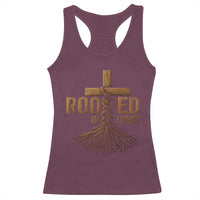 Rooted In Christ Racerback Tank Top Vintage Jesus Christian Cross Bible Verse - Wonder Print Shop