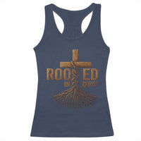 Rooted In Christ Racerback Tank Top Vintage Jesus Christian Cross Bible Verse - Wonder Print Shop