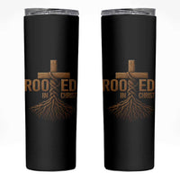 Rooted In Christ Skinny Tumbler Vintage Jesus Christian Cross Bible Verse - Wonder Print Shop
