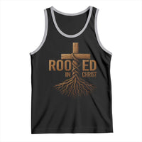 Rooted In Christ Tank Top Vintage Jesus Christian Cross Bible Verse - Wonder Print Shop