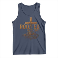 Rooted In Christ Tank Top Vintage Jesus Christian Cross Bible Verse - Wonder Print Shop