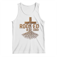 Rooted In Christ Tank Top Vintage Jesus Christian Cross Bible Verse - Wonder Print Shop