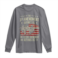 The 1st Amendment Defines Us The Second Defends Us Since 1791 Long Sleeve Shirt Vintage American Flag - Wonder Print Shop