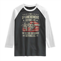 The 1st Amendment Defines Us The Second Defends Us Since 1791 Raglan Shirt Vintage American Flag - Wonder Print Shop