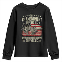 The 1st Amendment Defines Us The Second Defends Us Since 1791 Youth Sweatshirt Vintage American Flag - Wonder Print Shop