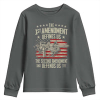 The 1st Amendment Defines Us The Second Defends Us Since 1791 Youth Sweatshirt Vintage American Flag - Wonder Print Shop