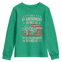 The 1st Amendment Defines Us The Second Defends Us Since 1791 Youth Sweatshirt Vintage American Flag - Wonder Print Shop
