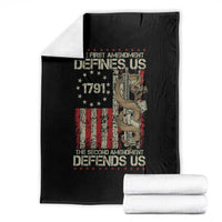 The First Amendment Defines Us The Second Defend Us Throw Blanket Vintage American Flag - Wonder Print Shop