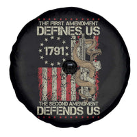 The First Amendment Defines Us The Second Defend Us Spare Tire Cover Vintage American Flag - Wonder Print Shop