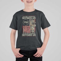 The First Amendment Defines Us The Second Defend Us T Shirt For Kid Vintage American Flag - Wonder Print Shop