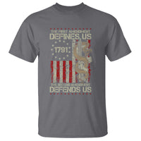 The First Amendment Defines Us The Second Defend Us T Shirt Vintage American Flag - Wonder Print Shop