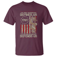 The First Amendment Defines Us The Second Defend Us T Shirt Vintage American Flag - Wonder Print Shop