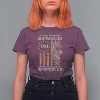 The First Amendment Defines Us The Second Defend Us T Shirt For Women Vintage American Flag - Wonder Print Shop