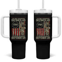 The First Amendment Defines Us The Second Defend Us Tumbler With Handle Vintage American Flag - Wonder Print Shop