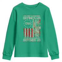 The First Amendment Defines Us The Second Defend Us Youth Sweatshirt Vintage American Flag - Wonder Print Shop