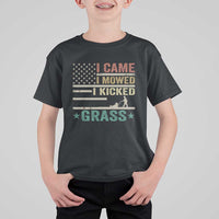 Funny I Came I Mowed I Kicked Grass T Shirt For Kid Lawn Mowing Gardener - Wonder Print Shop