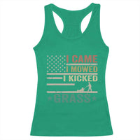 Funny I Came I Mowed I Kicked Grass Racerback Tank Top Lawn Mowing Gardener - Wonder Print Shop
