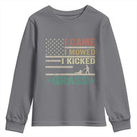 Funny I Came I Mowed I Kicked Grass Youth Sweatshirt Lawn Mowing Gardener - Wonder Print Shop