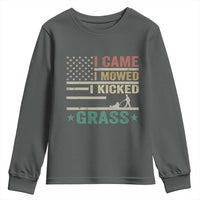 Funny I Came I Mowed I Kicked Grass Youth Sweatshirt Lawn Mowing Gardener - Wonder Print Shop