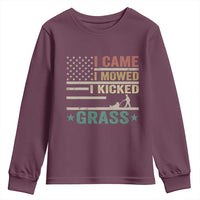 Funny I Came I Mowed I Kicked Grass Youth Sweatshirt Lawn Mowing Gardener - Wonder Print Shop
