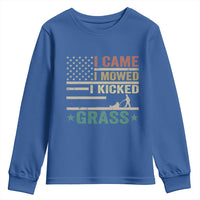 Funny I Came I Mowed I Kicked Grass Youth Sweatshirt Lawn Mowing Gardener - Wonder Print Shop