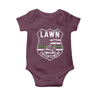 Funny Lawn Enforcement Baby Onesie Gardening Lawn Mower American Flag - Wonder Print Shop