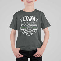 Funny Lawn Enforcement T Shirt For Kid Gardening Lawn Mower American Flag - Wonder Print Shop