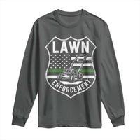 Funny Lawn Enforcement Long Sleeve Shirt Gardening Lawn Mower American Flag - Wonder Print Shop