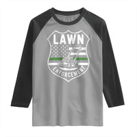 Funny Lawn Enforcement Raglan Shirt Gardening Lawn Mower American Flag - Wonder Print Shop