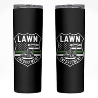 Funny Lawn Enforcement Skinny Tumbler Gardening Lawn Mower American Flag - Wonder Print Shop