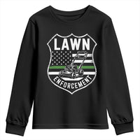 Funny Lawn Enforcement Youth Sweatshirt Gardening Lawn Mower American Flag - Wonder Print Shop