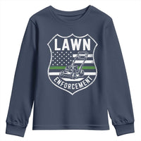 Funny Lawn Enforcement Youth Sweatshirt Gardening Lawn Mower American Flag - Wonder Print Shop