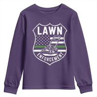 Funny Lawn Enforcement Youth Sweatshirt Gardening Lawn Mower American Flag - Wonder Print Shop
