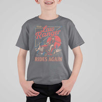 Funny The Lawn Ranger Rides Again T Shirt For Kid Lawn Tractor Mowing Cowboy - Wonder Print Shop
