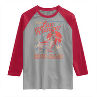 Funny The Lawn Ranger Rides Again Raglan Shirt Lawn Tractor Mowing Cowboy - Wonder Print Shop