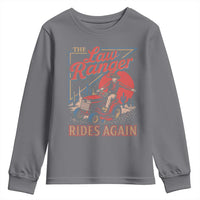 Funny The Lawn Ranger Rides Again Youth Sweatshirt Lawn Tractor Mowing Cowboy - Wonder Print Shop