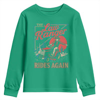 Funny The Lawn Ranger Rides Again Youth Sweatshirt Lawn Tractor Mowing Cowboy - Wonder Print Shop