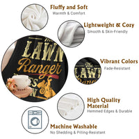 Funny The Lawn Ranger Rides Again Throw Blanket Lawn Tractor Mowing Western Cowboy - Wonder Print Shop